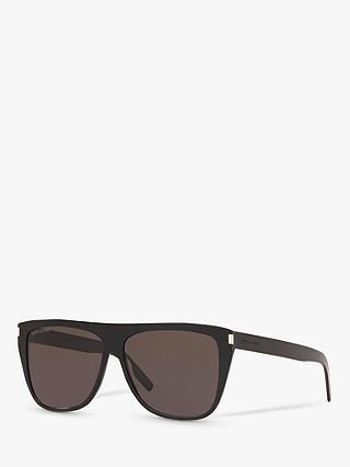 Yves Saint Laurent SL1 Slim Men's Round Sunglasses, Shiny Black/Grey