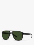 BVLGARI BV5058 Men's Rectangular Sunglasses, Matte Gunmetal/Green
