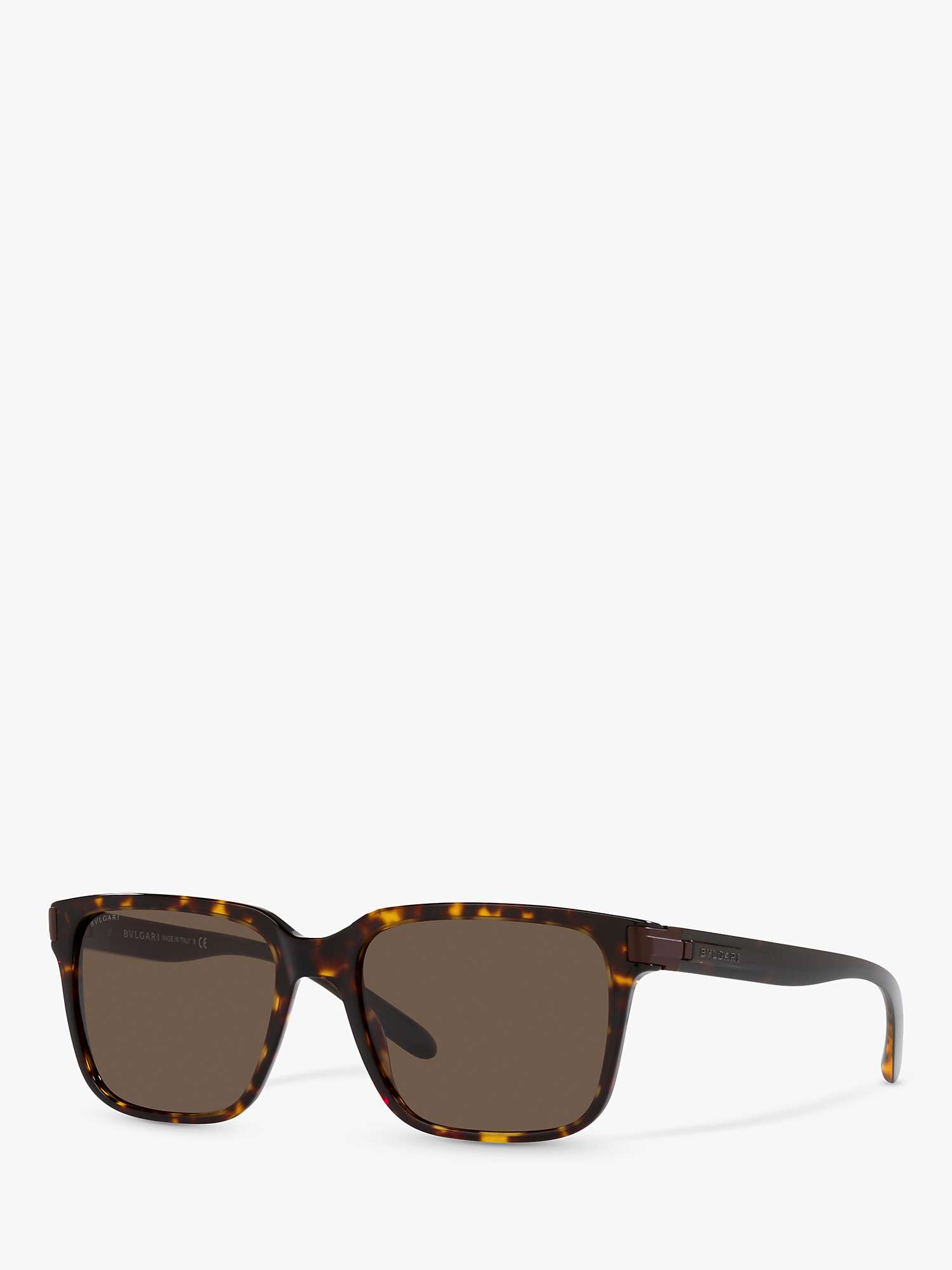 Buy BVLGARI BV7036 Men's Rectangular Sunglasses, Havana/Brown Online at johnlewis.com
