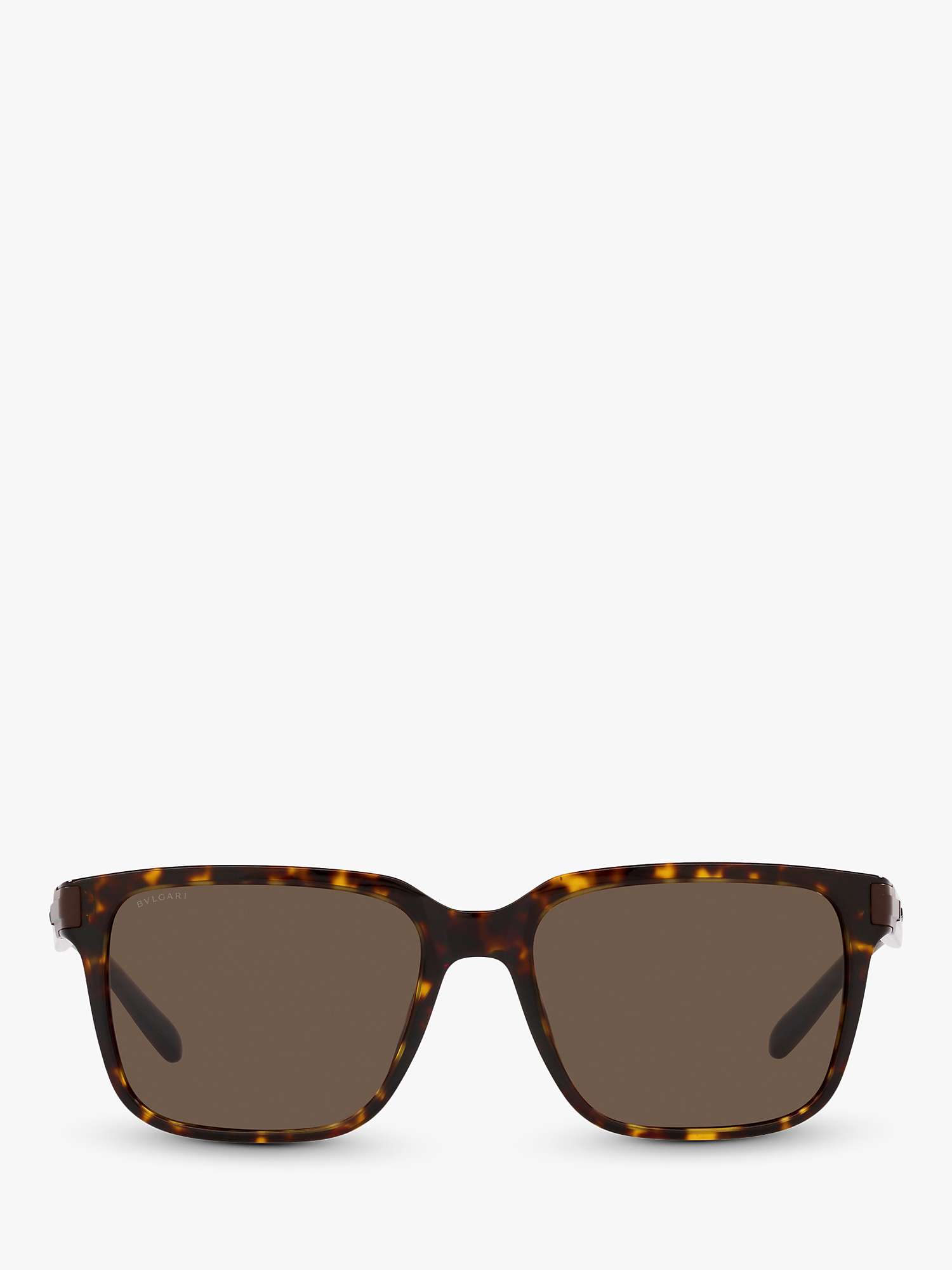 Buy BVLGARI BV7036 Men's Rectangular Sunglasses, Havana/Brown Online at johnlewis.com