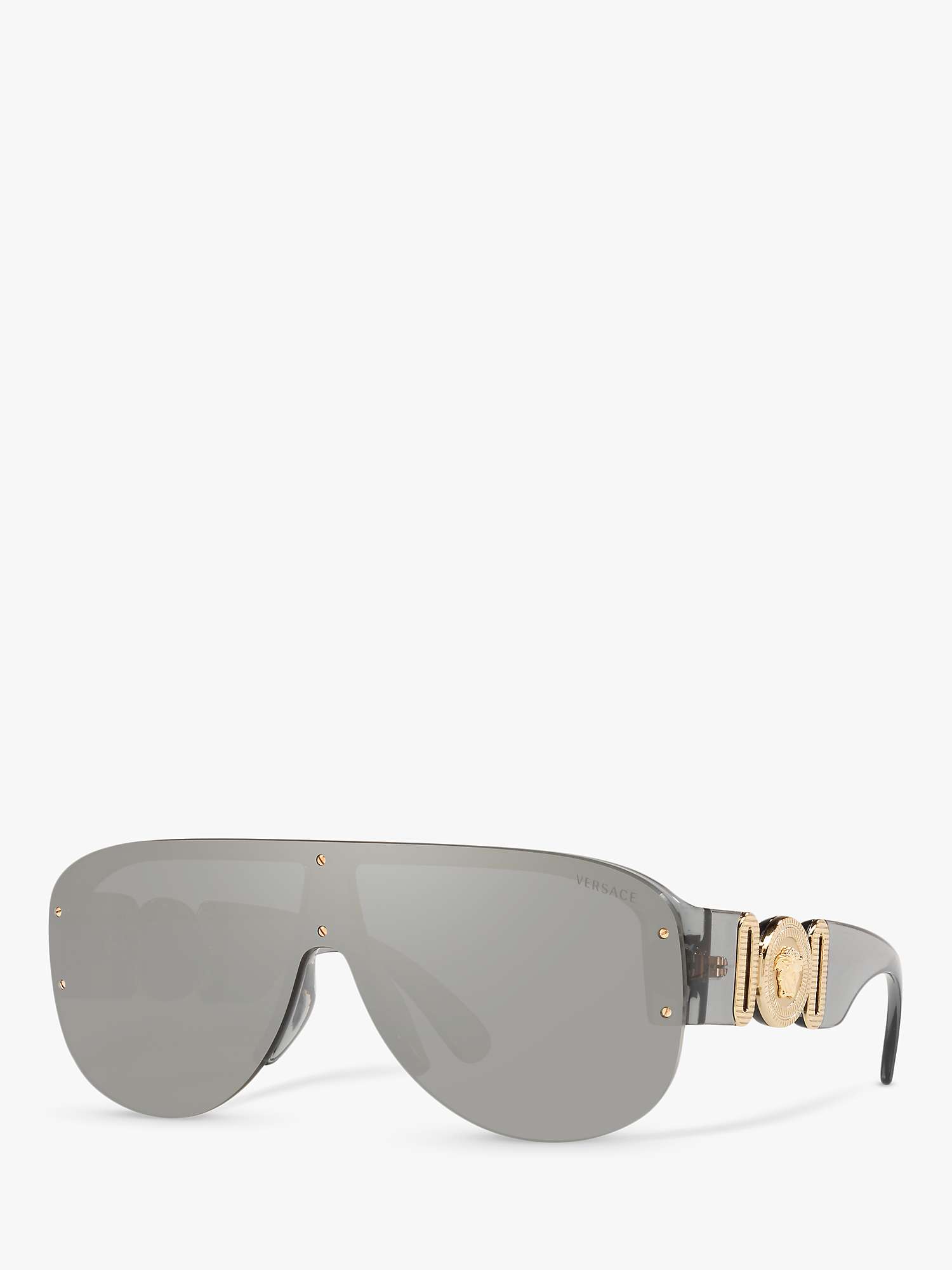 Buy Versace VE4391 Men's Irregular Sunglasses, Transparent Grey/Silver Mirror Online at johnlewis.com