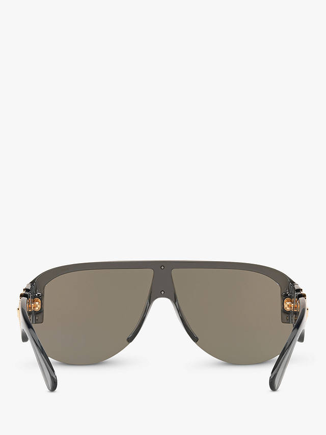Versace VE4391 Men's Irregular Sunglasses, Transparent Grey/Silver Mirror