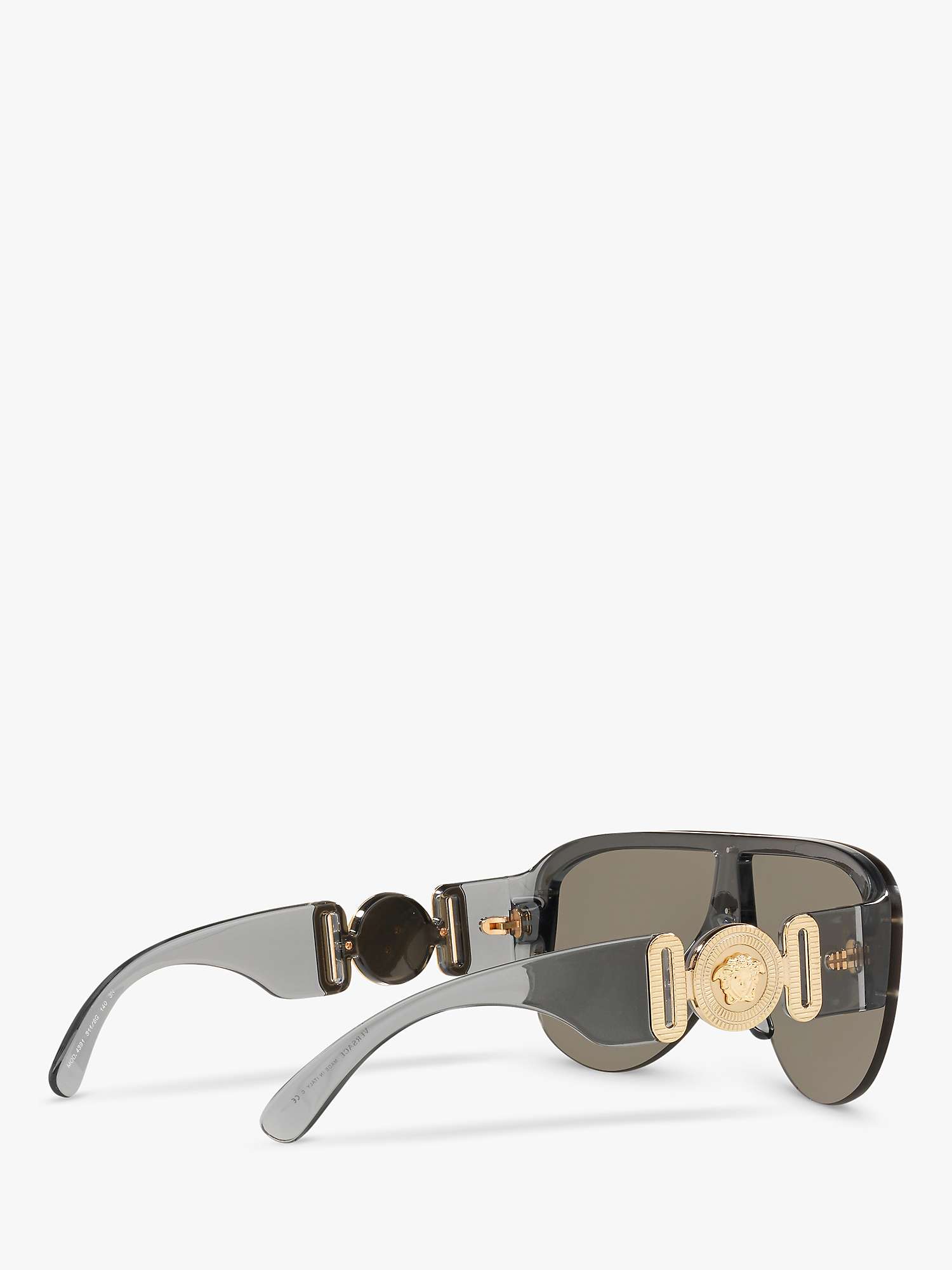 Buy Versace VE4391 Men's Irregular Sunglasses, Transparent Grey/Silver Mirror Online at johnlewis.com