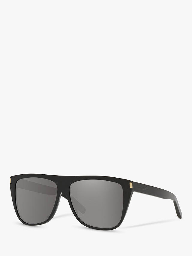 Yves Saint Laurent SL1 Unisex Rectangular Sunglasses, Black/Mirror Grey