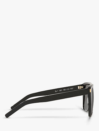 Yves Saint Laurent SL1 Unisex Rectangular Sunglasses, Black/Mirror Grey