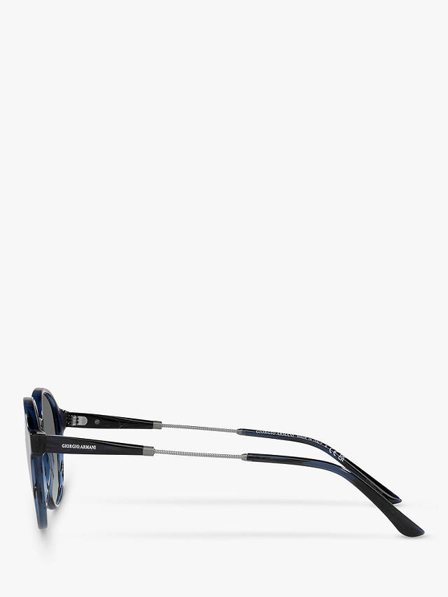 Giorgio Armani AR8160 Men's Oval Sunglasses, Striped Blue/Grey Gradient