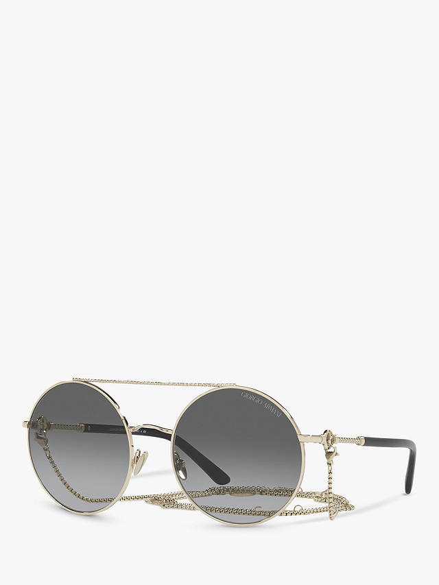 Giorgio Armani AR6135 Women's Round Sunglasses, Pale Gold/Grey Gradient