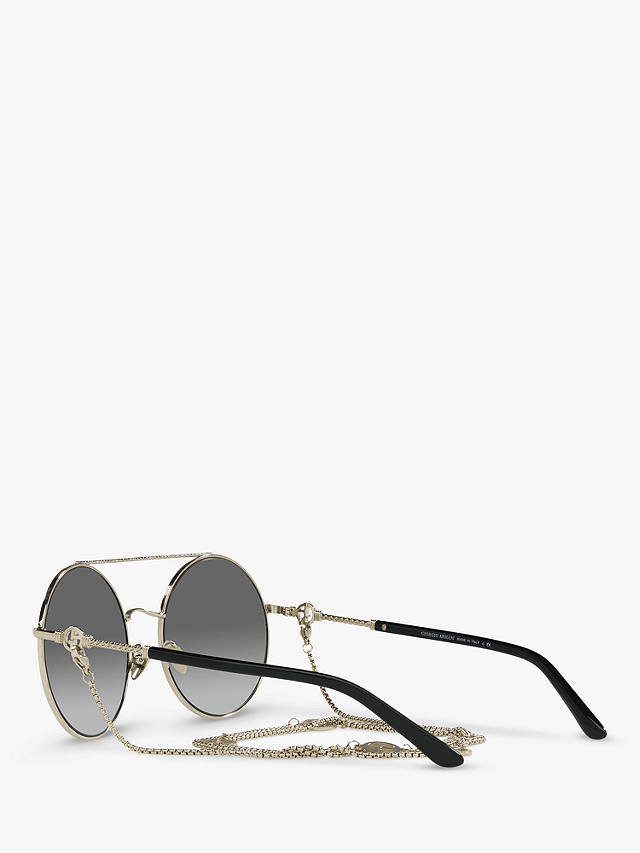 Giorgio Armani AR6135 Women's Round Sunglasses, Pale Gold/Grey Gradient