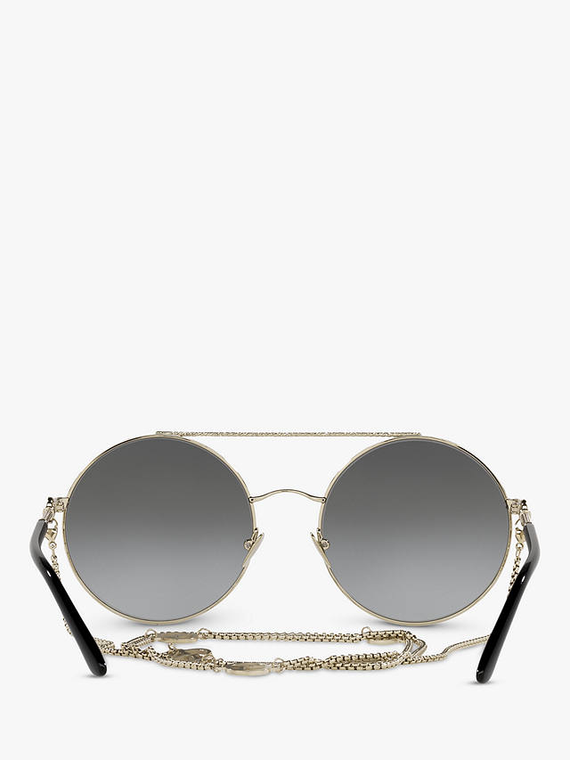 Giorgio Armani AR6135 Women's Round Sunglasses, Pale Gold/Grey Gradient