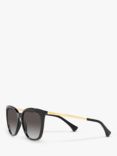 Ralph RA5280 Women's Cat's Eye Sunglasses, Shiny Black/Grey Gradient