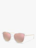 Michael Kors MK2130U Women's Sorrento Polarised Cat's Eye Sunglasses, Clear/Mirror Pink