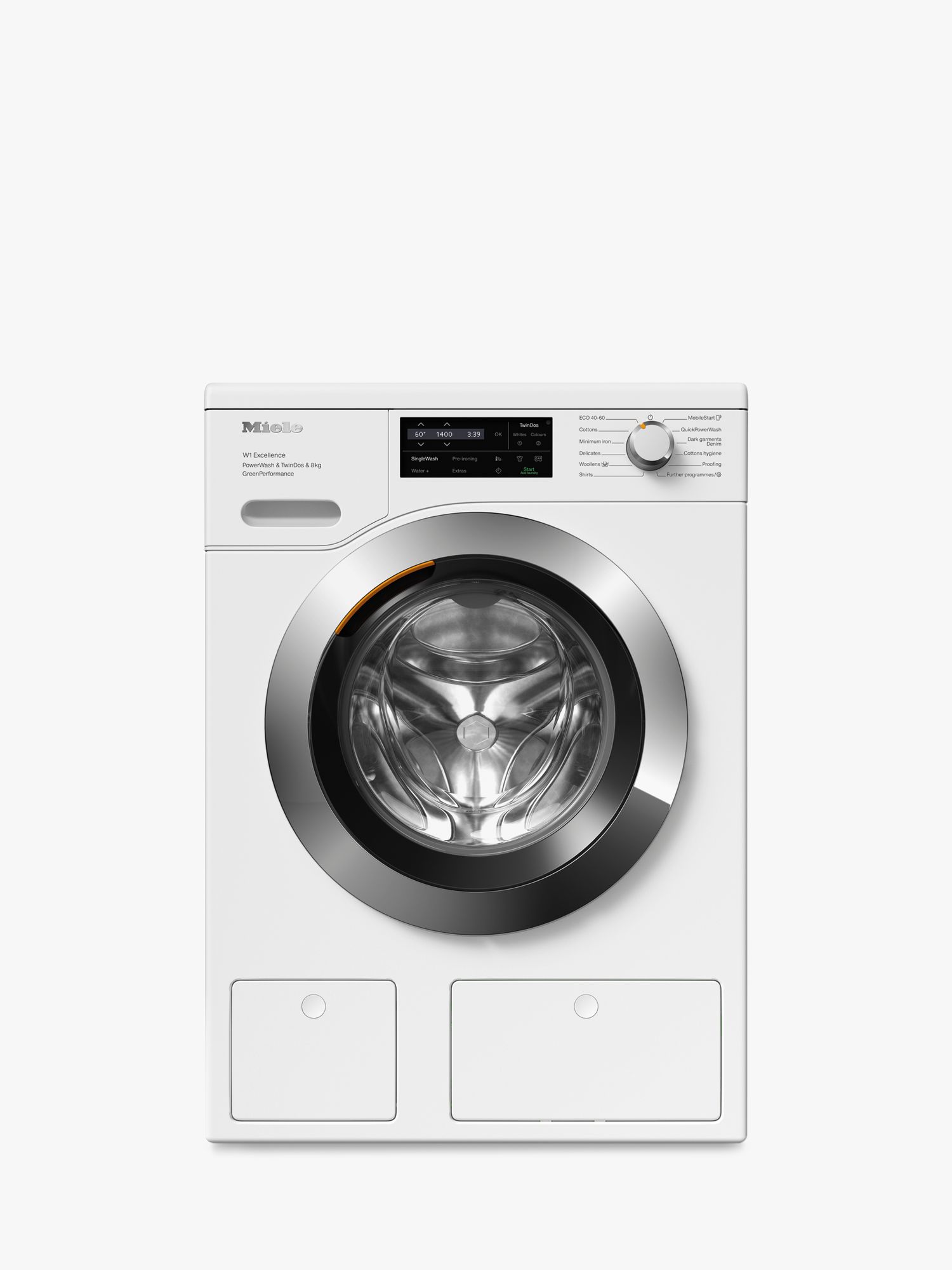 Miele WEH865 Freestanding Washing Machine, 8kg Load, 1400rpm Spin, White
