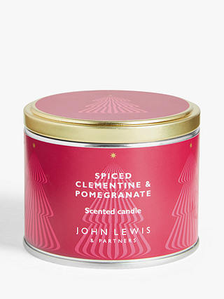 John Lewis Spiced Clementine & Pomegranate Tin Scented Candle, 213g