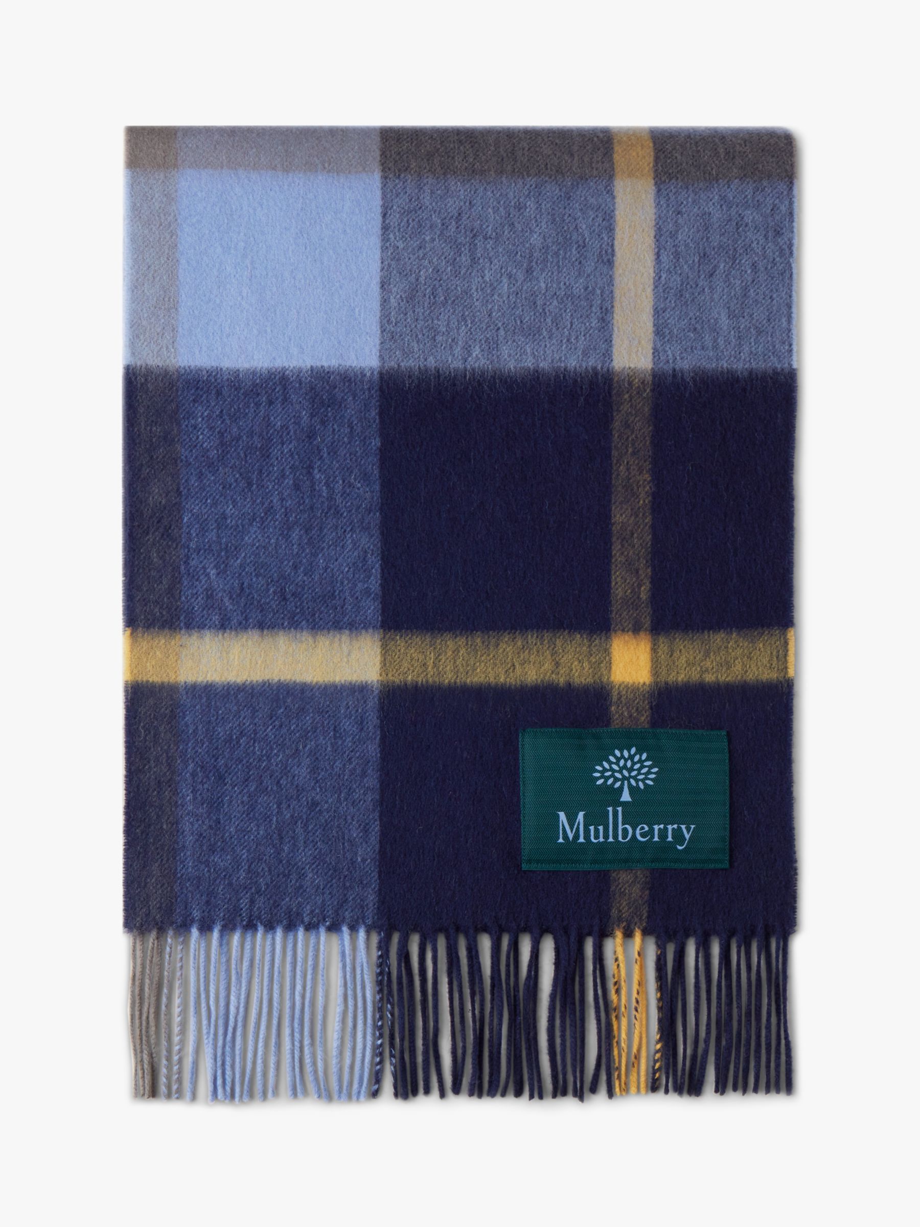 Mulberry Ombré Logo Merino Wool Scarf in Poplin Blue-Maple