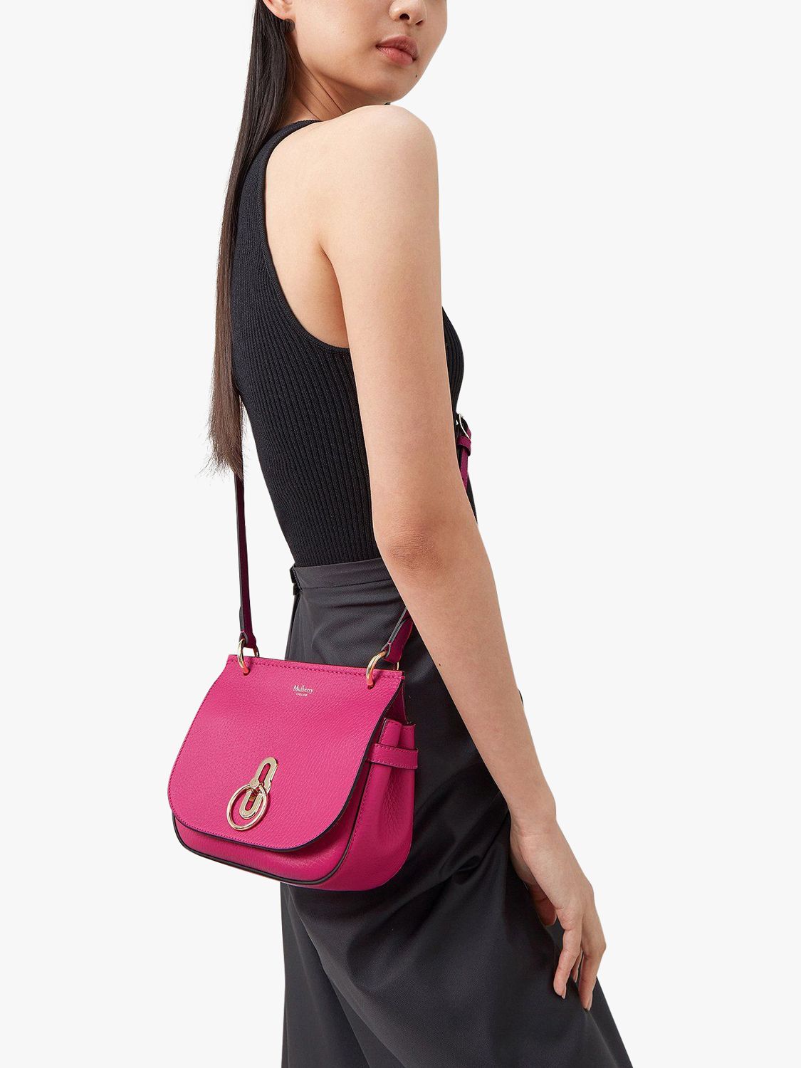 Mulberry Small Amberley Heavy Grain Leather Satchel Bag, Mulberry Pink ...