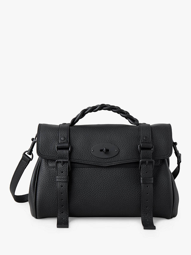 Mulberry Alexa Heavy Grain Leather Shoulder Bag, Black/Black