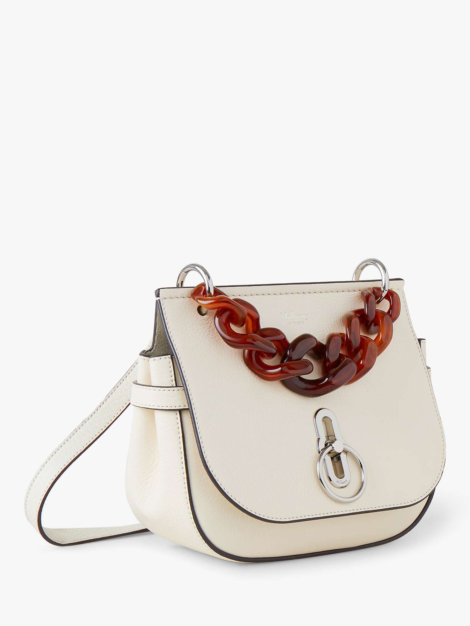 Mulberry Small Amberley High Shine Leather Satchel Bag, Eggshell at ...