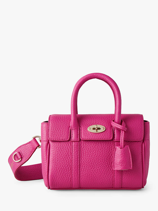 Mulberry Mini Bayswater Heavy Grain Leather Tote Bag, Mulberry Pink