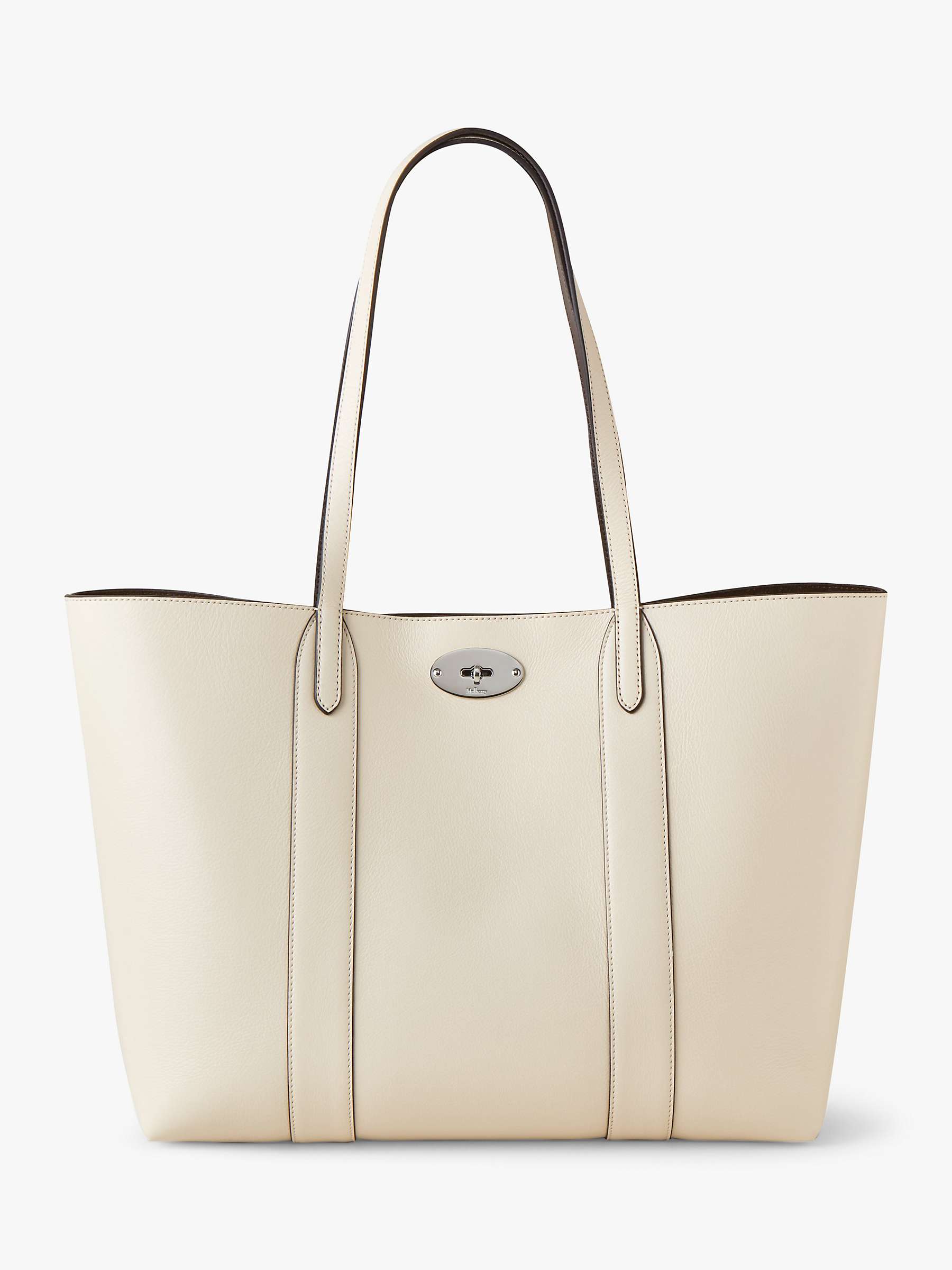 Mulberry Bayswater High Shine Leather Tote Bag, Eggshell at John Lewis &  Partners