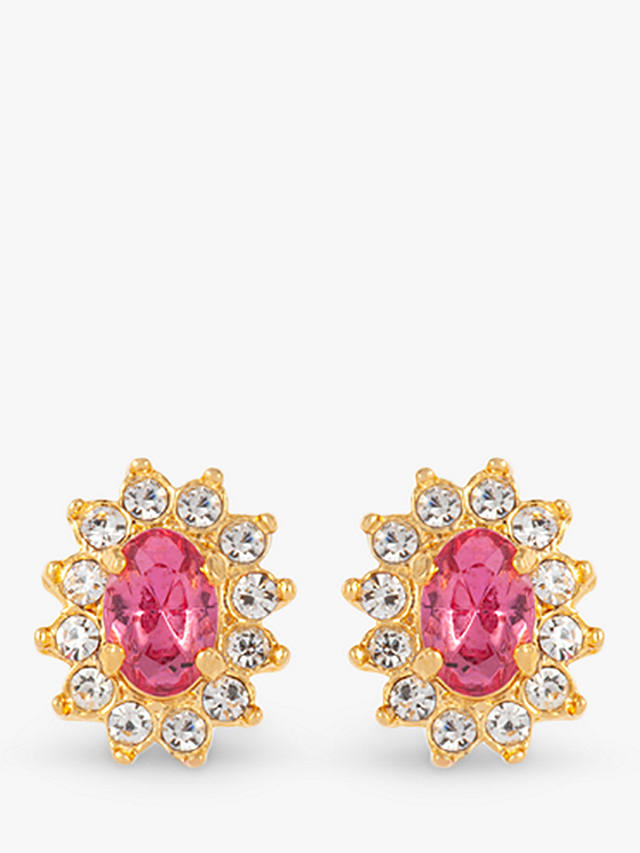 Susan Caplan Vintage Rediscovered Collection Gold Plated Swarovski Crystal Radiant Stud Earrings, Dated Circa 1980s, Gold/Pink