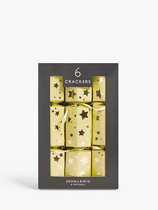 John Lewis Nightlife Mini Star Christmas Crackers, Pack of 6, Gold