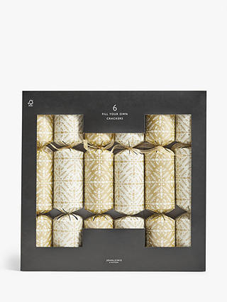 John Lewis Luxury Fill Your Own Christmas Crackers, Pack of 6, Gold