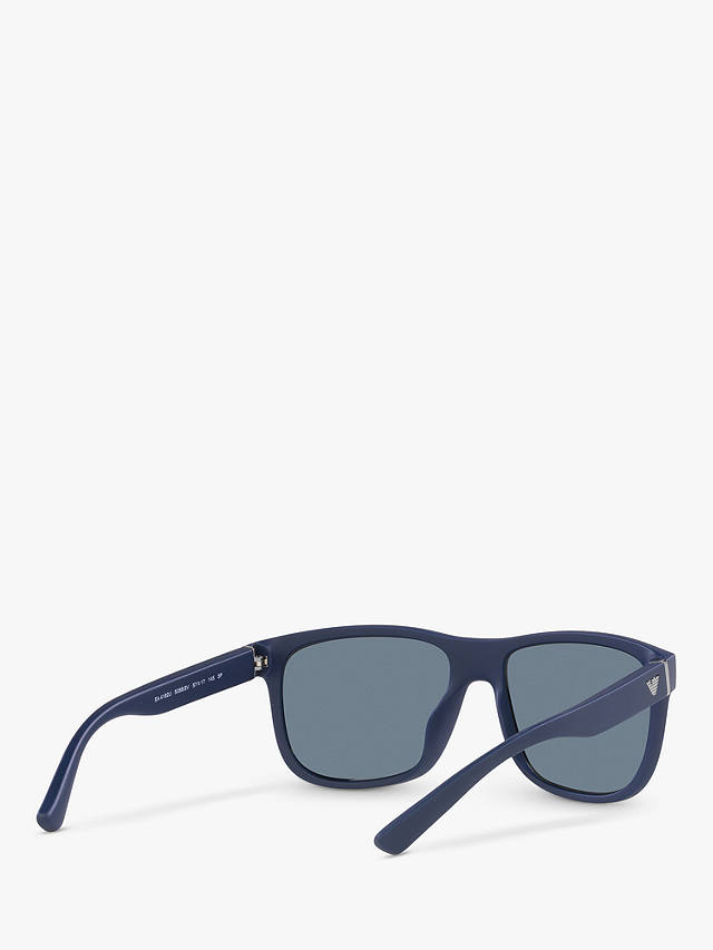 Emporio Armani EA4182U Men's Polarised Square Sunglasses, Matte Blue/Blue