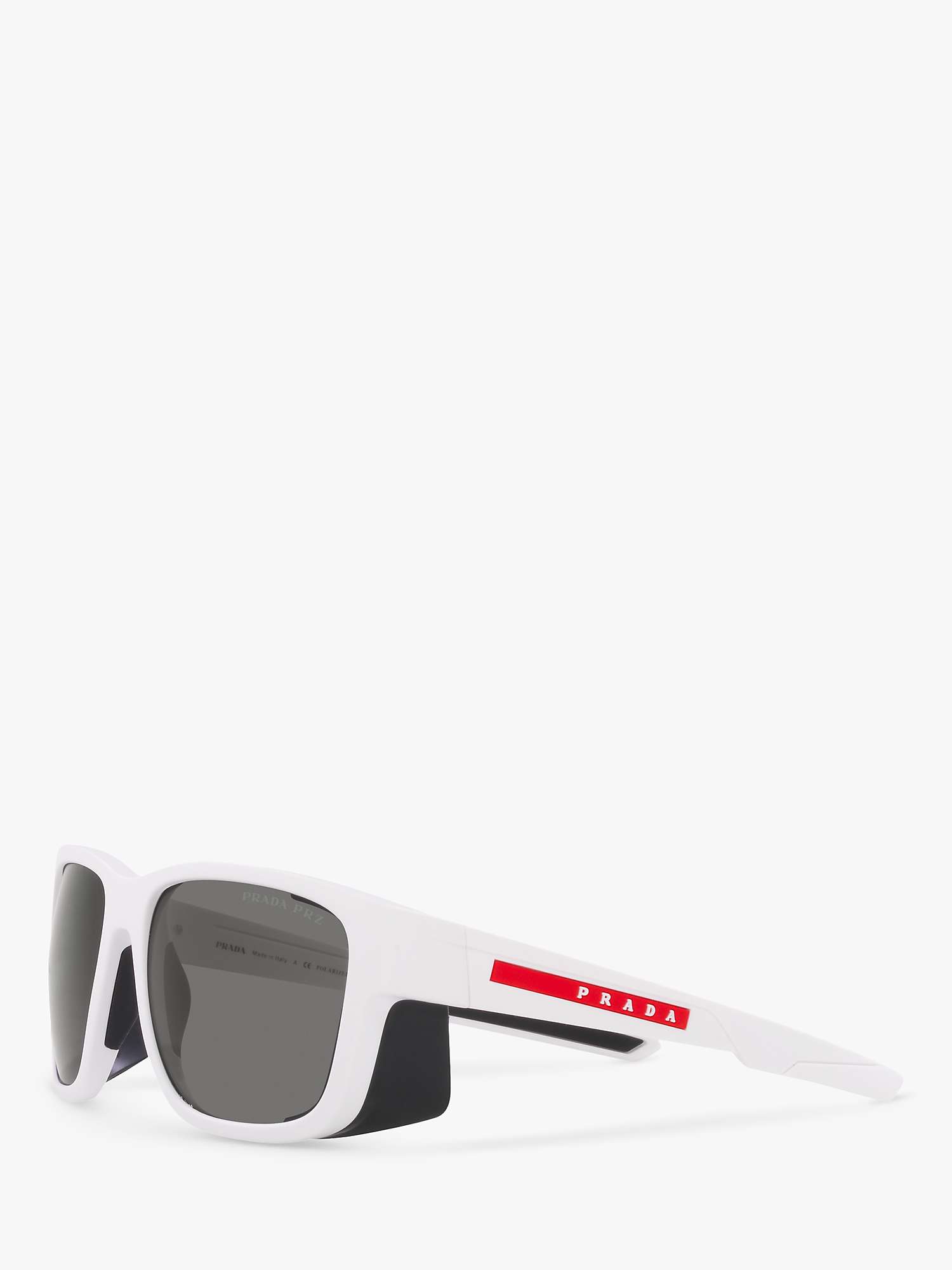 Buy Prada Linea Rossa PS 07WS Men's Polarised Square Sunglasses, White Rubber/Grey Online at johnlewis.com