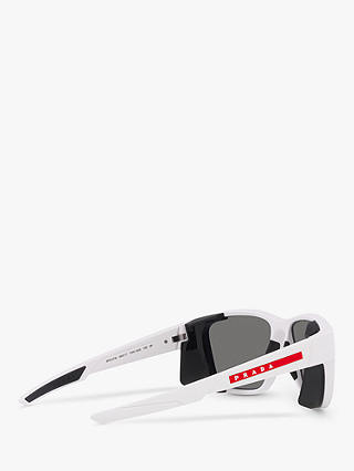 Prada Linea Rossa PS 07WS Men's Polarised Square Sunglasses, White Rubber/Grey