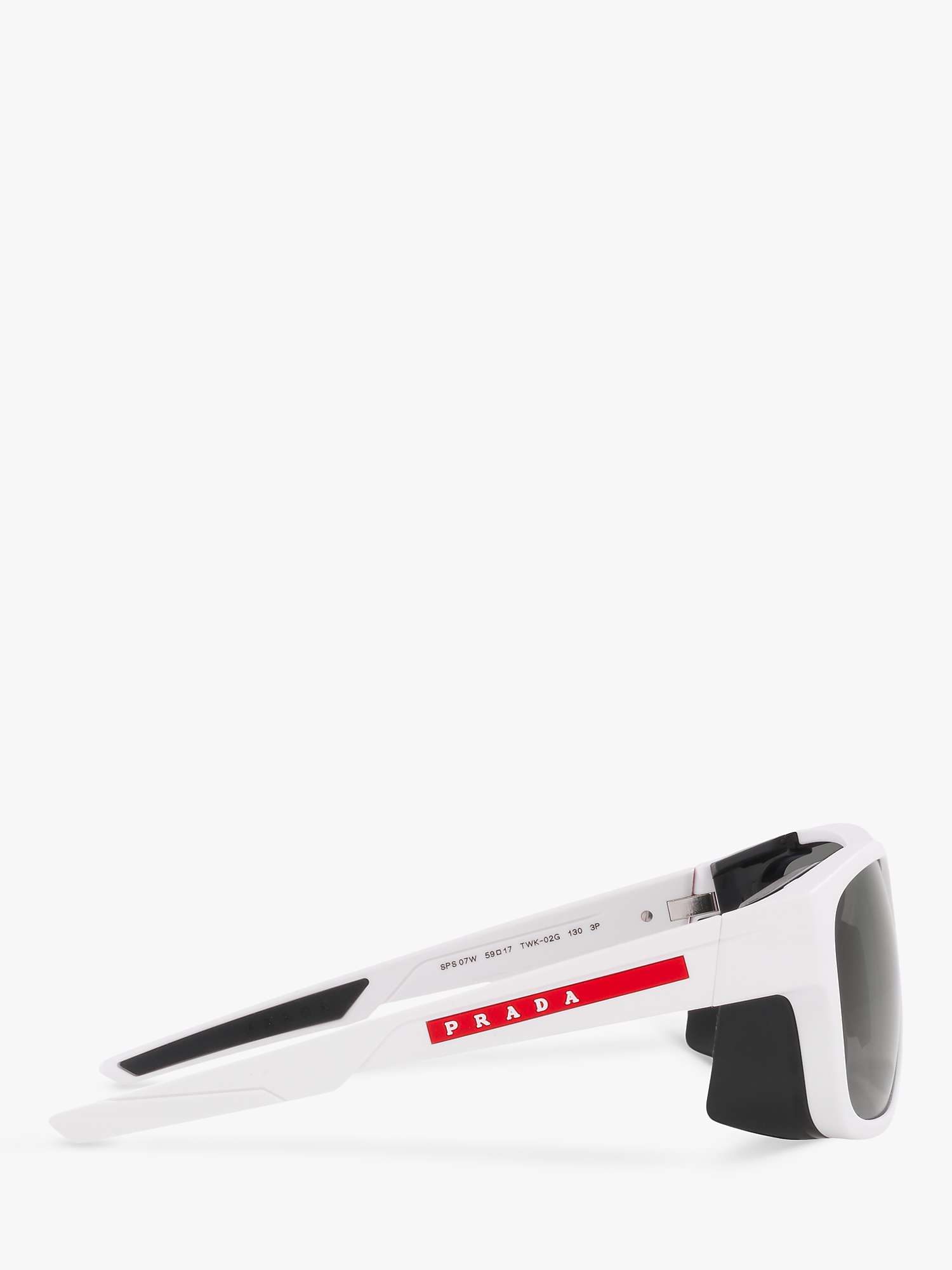 Buy Prada Linea Rossa PS 07WS Men's Polarised Square Sunglasses, White Rubber/Grey Online at johnlewis.com