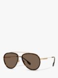 Burberry BE3125 Men's Oliver Aviator Sunglasses, Gold/Brown