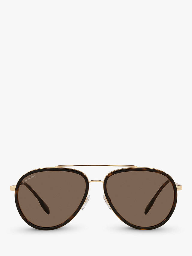 Burberry BE3125 Men's Oliver Aviator Sunglasses, Gold/Brown