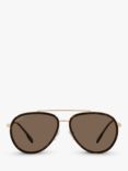 Burberry BE3125 Men's Oliver Aviator Sunglasses, Gold/Brown