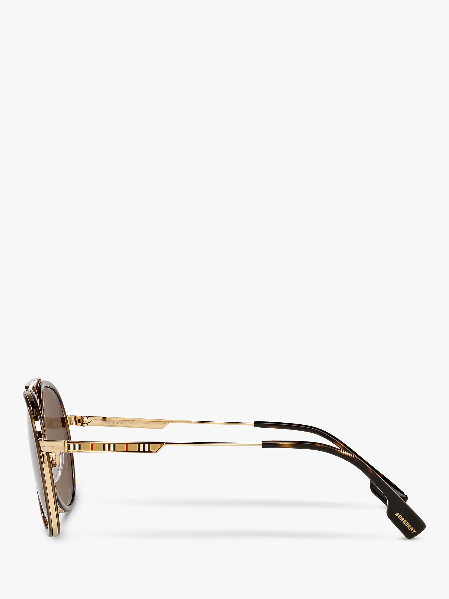 Buy Burberry BE3125 Men's Oliver Aviator Sunglasses, Gold/Brown Online at johnlewis.com