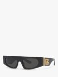 Dolce & Gabbana DG4411 Women's Rectangular Sunglasses, Black/Grey