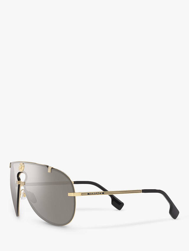 Versace VE2243 Men's Pilot Sunglasses, Gold/Silver