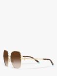 Tiffany & Co TF3085B Women's Irregular Sunglasses, Pale Gold/Brown Gradient