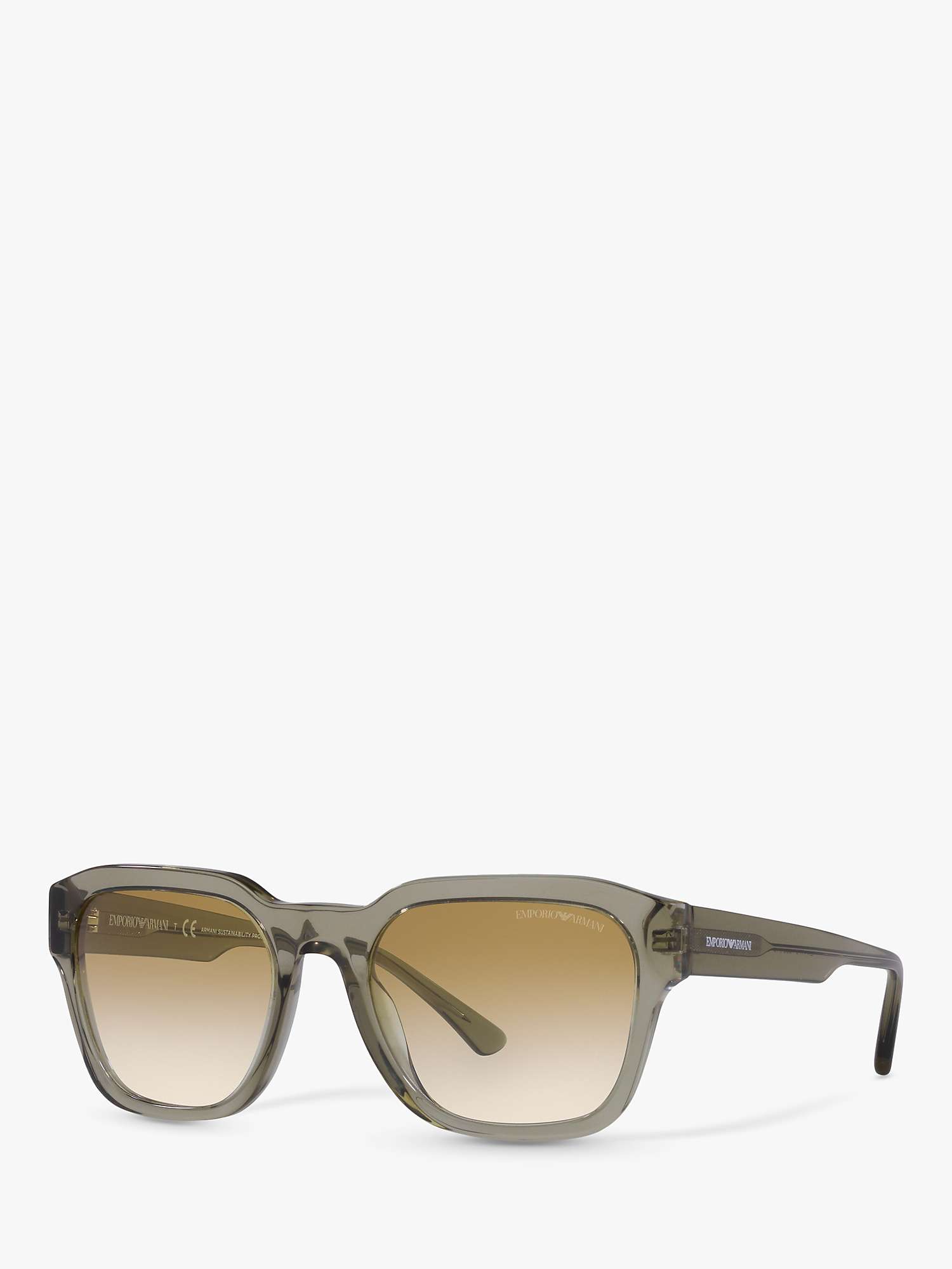 Buy Emporio Armani EA4175 Men's Square Sunglasses,Transparent Green/Brown Gradient Online at johnlewis.com