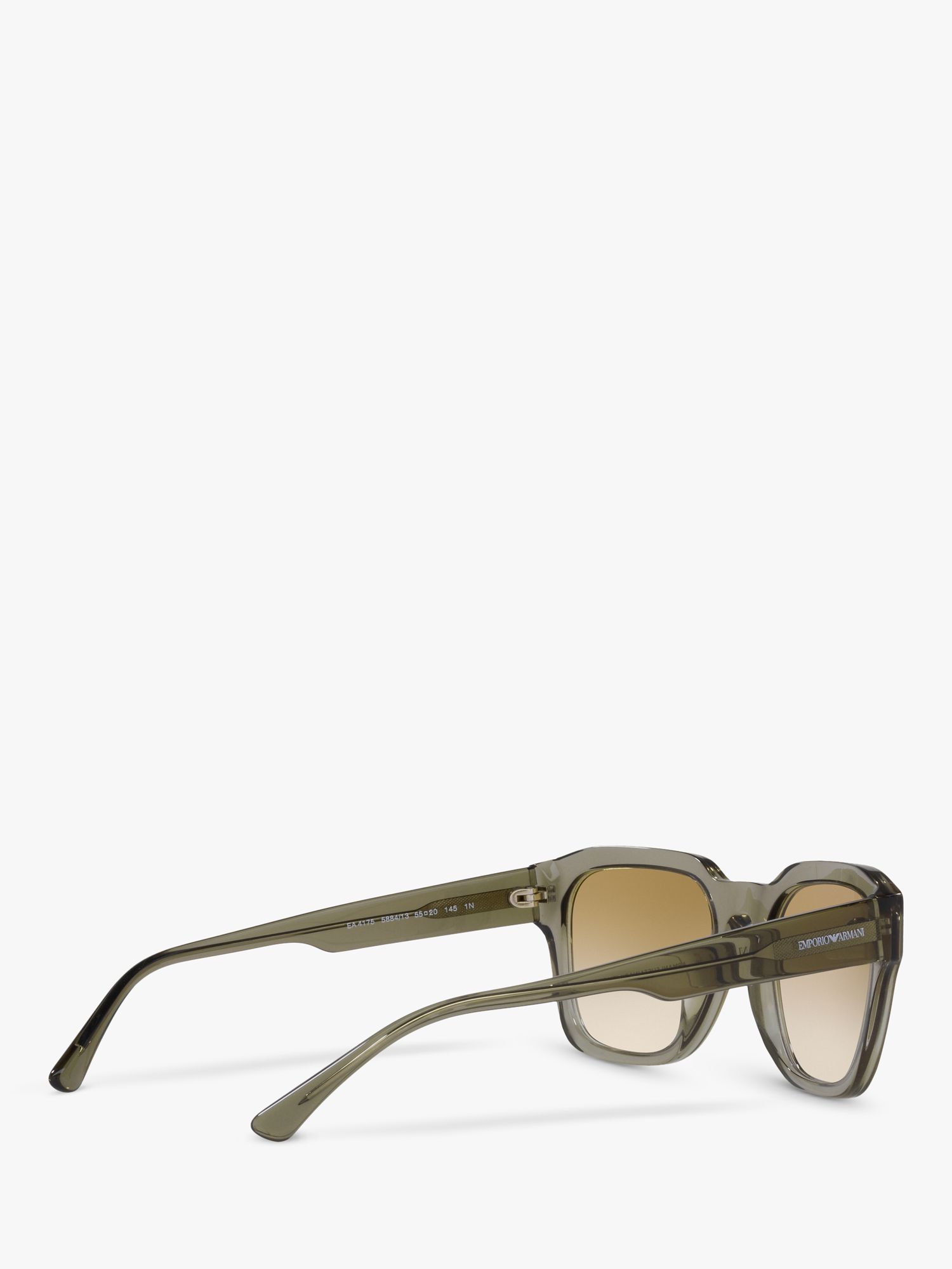Emporio Armani EA4175 Men's Square Sunglasses,Transparent Green/Brown  Gradient at John Lewis & Partners