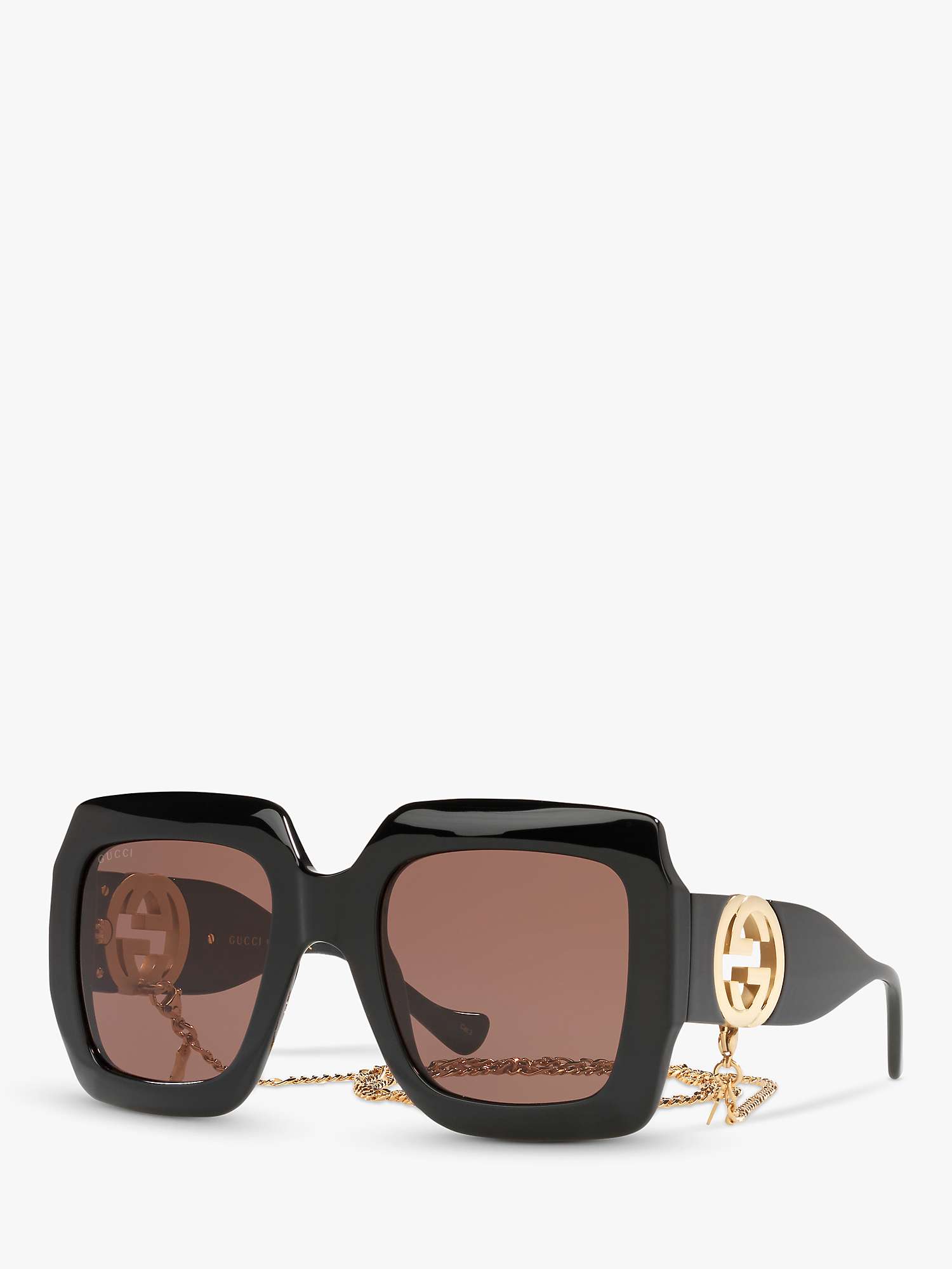 Buy Gucci GG1022S Women's Chunky Square Sunglasses, Black/Brown Online at johnlewis.com