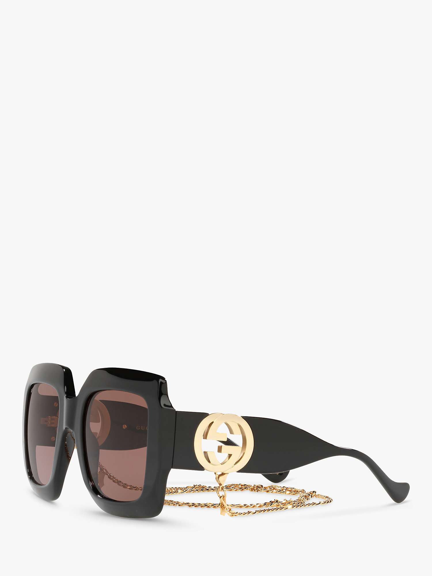 Buy Gucci GG1022S Women's Chunky Square Sunglasses, Black/Brown Online at johnlewis.com