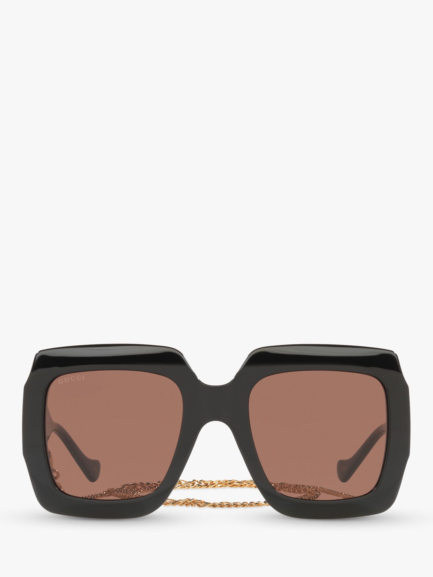 Gucci GG1022S Women's Chunky Square Sunglasses, Black/Brown at John Lewis &  Partners