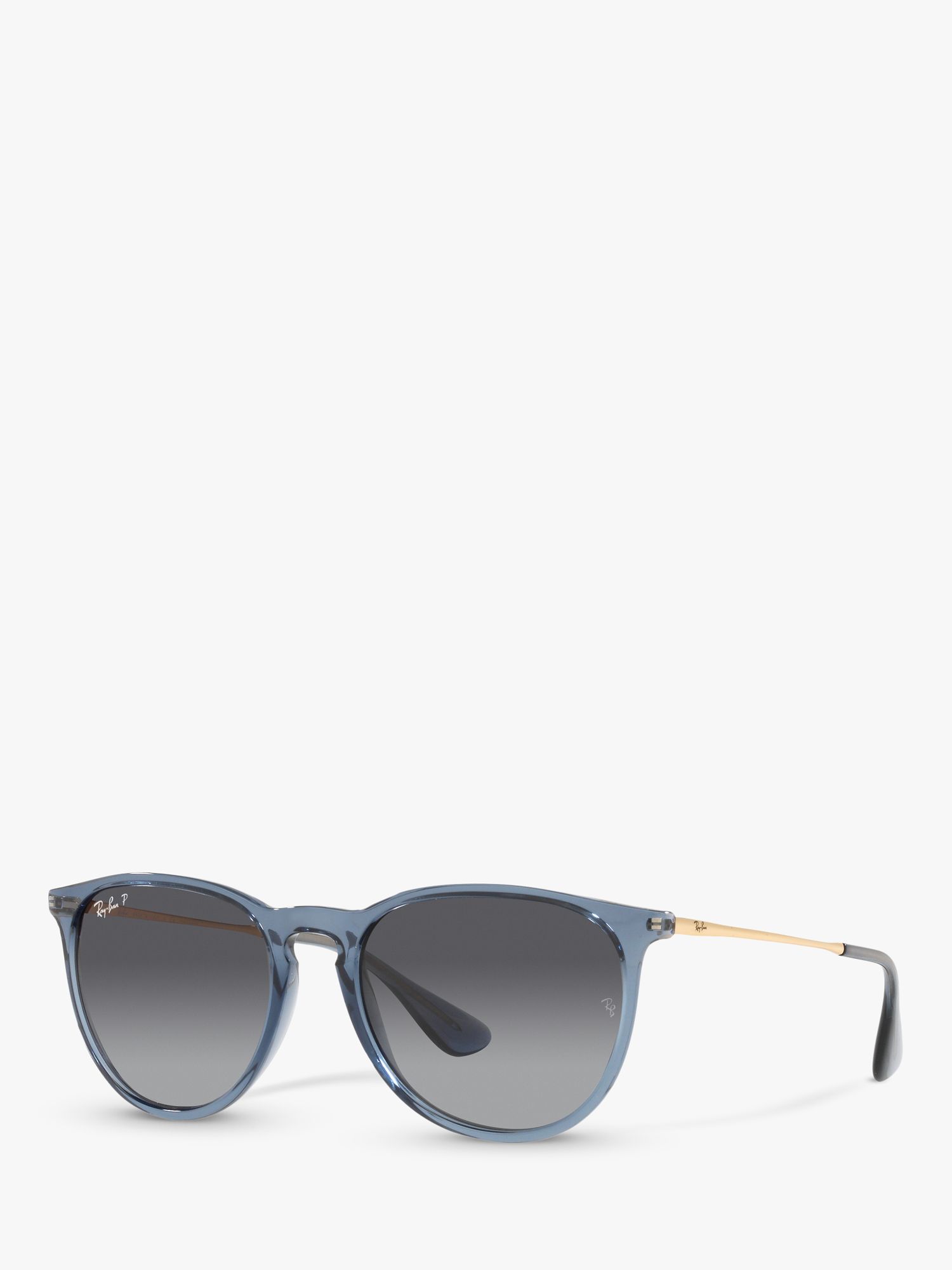 Ray-Ban RB4171 Women's Erika Polarised Oval Sunglasses, Transparent Blue/Grey  Gradient at John Lewis & Partners