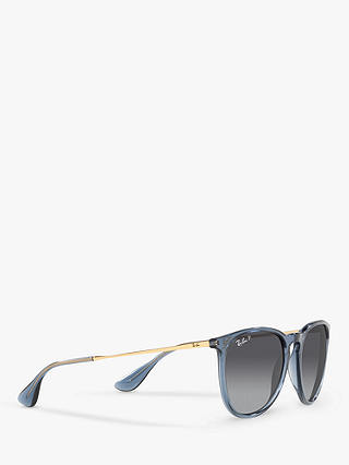 Ray-Ban RB4171 Women's Erika Polarised Oval Sunglasses, Transparent Blue/Grey Gradient