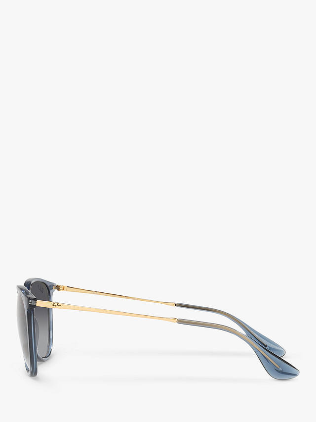 Ray-Ban RB4171 Women's Erika Polarised Oval Sunglasses, Transparent Blue/Grey Gradient