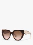 Prada PR 14WS Women's Cat's Eye Sunglasses, Caramel Tortoise/Brown Gradient