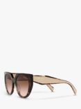 Prada PR 14WS Women's Cat's Eye Sunglasses, Caramel Tortoise/Brown Gradient