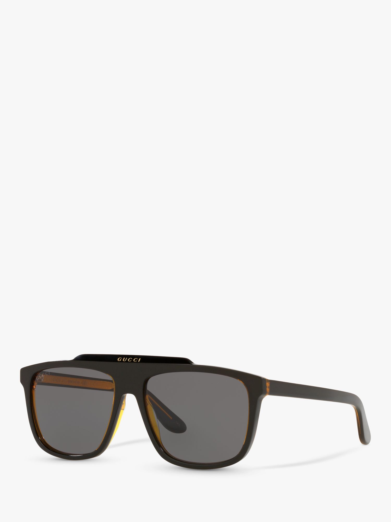 Gucci GG1039S Men's Aviator Sunglasses, Black/Grey at John Lewis & Partners