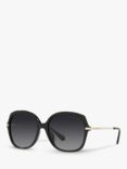 Michael Kors MK2149U Women's Geneva Polarised Square Sunglasses, Black/Grey Gradient