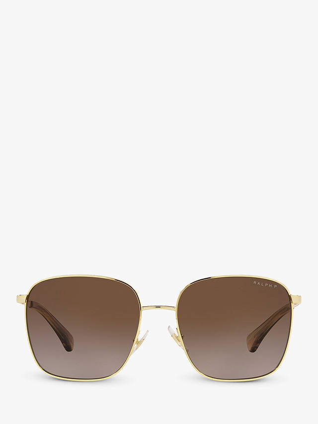 Ralph RA4136 Women's Square Shape Polarised Sunglasses, Gold/Brown